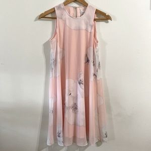 Calvin Klein pink floral summer midi dress. Size 2.